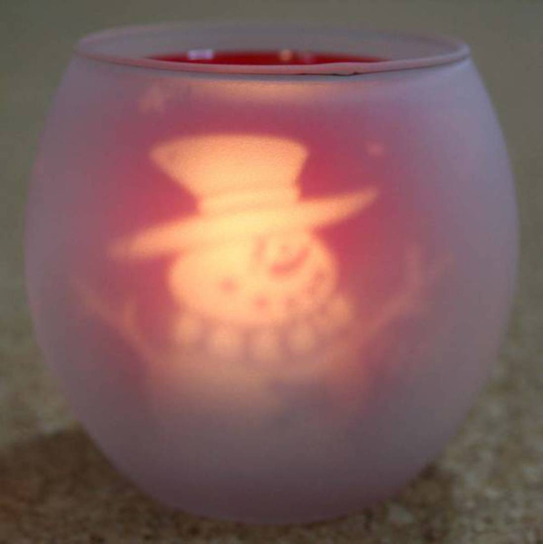 ゆらゆらキャンドルグラスホルダーランプ スノウマン拍卖