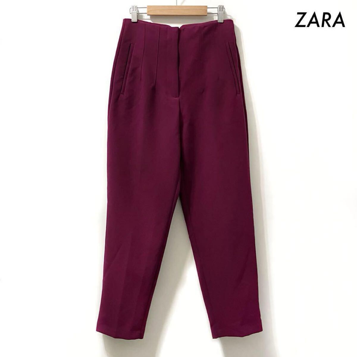 【送料無料】ZARA ザラ★テーパードパンツ スラックス Mサイズ パープル 紫 レディース拍卖