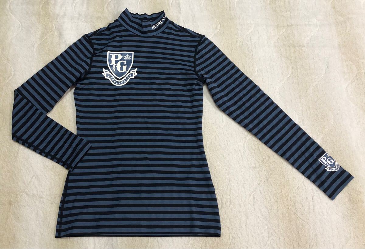 ☆PEARLY GATES☆パーリーゲイツ レディース ビッグロゴ ハイネック 長袖 Tシャツ 1 ボーダー ストレッチ ゴルフ 055-266183拍卖