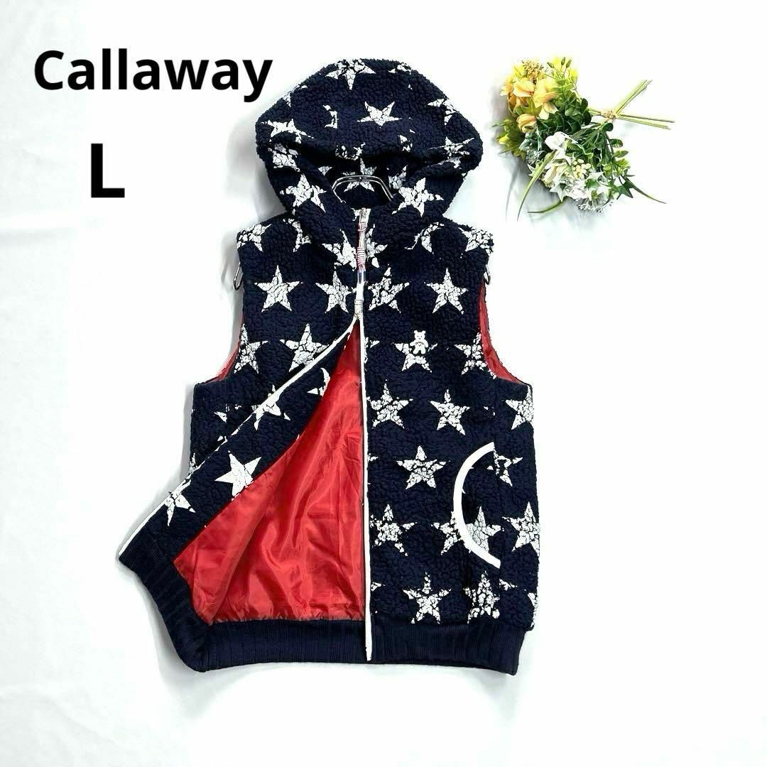 キャロウェイ L ボア中綿ベスト スター 星 ネイビー レディース ジャケット Callaway拍卖