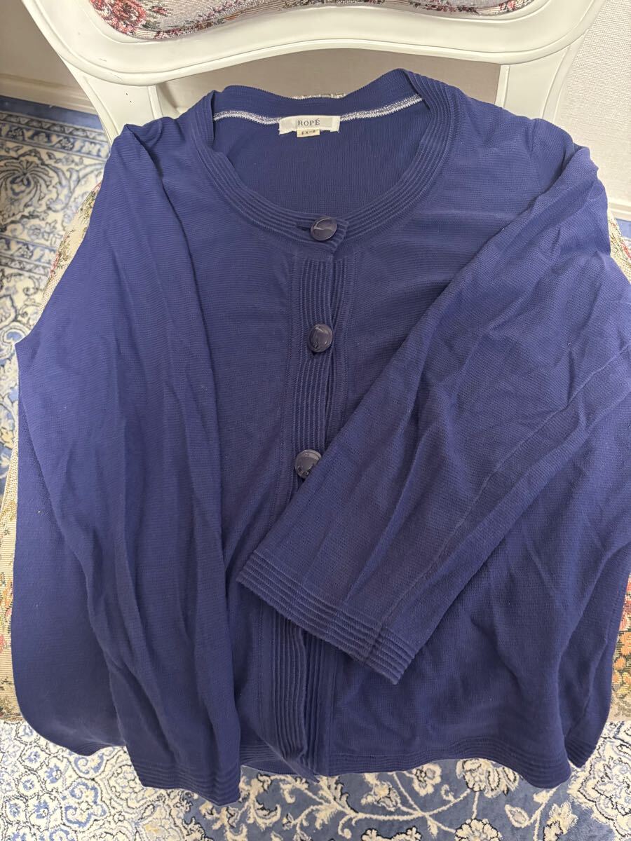 大きい ROPE ネイビー カーディガン 上品スタイルEX2サイズ 13号相当LL相当 即決あり 長袖拍卖