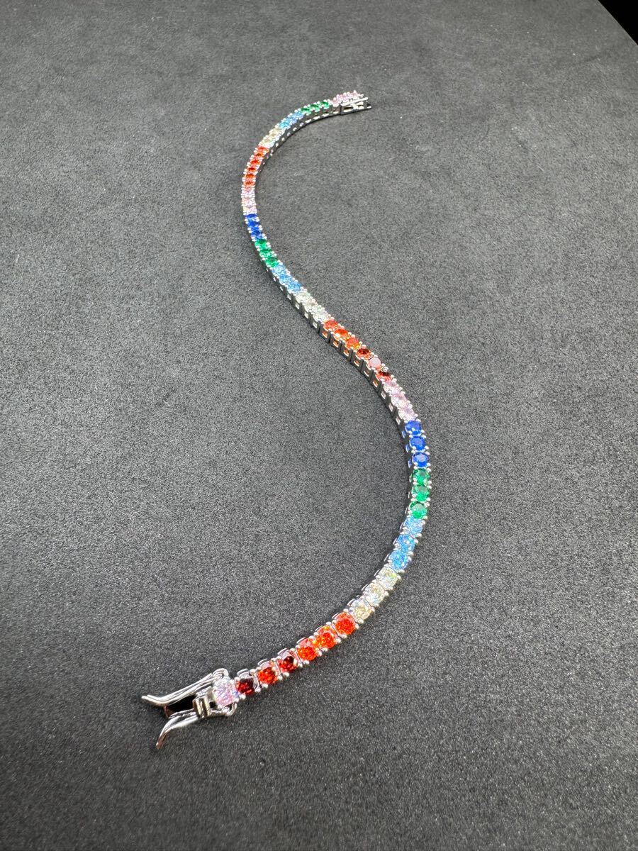 カラフル 7色 レインボー ジルコニア チェーン ブリンブリン ブレスレット拍卖