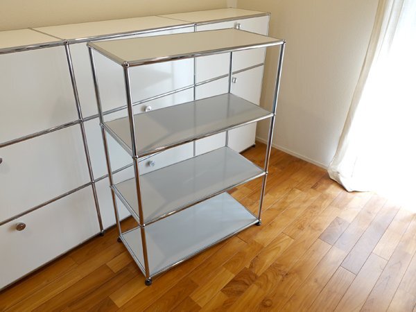 美品●USMハラー●haller●1列3段オープンユニット●ライトグレー●ディスプレイラック●店舗什器●インダストリアル●工業系●飾り棚拍卖