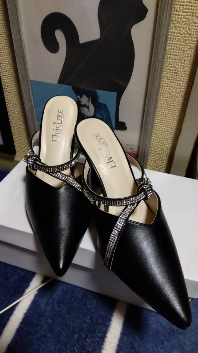 ☆エルビスルーチェビジューハイヒールミュール☆未使用自宅保管リボン拍卖