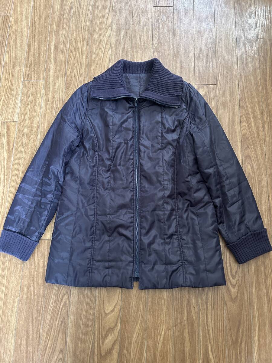 ■レディース ジャケット コート 紫 シンプル サイズM 軽い 中綿 タートルネック リブ拍卖