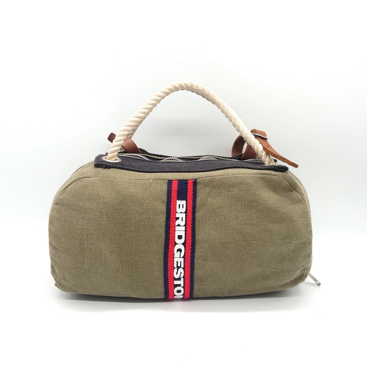 BRIDGESTONE ブリヂストン キャンバス 帆布 サイクリングバッグ 自転車 軽量 カーキ グリーン 昭和レトロ 当時物 ヴィンテージ t-25x38拍卖