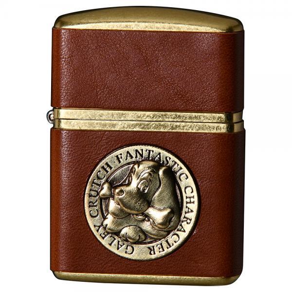 ジッポー オイルライター ガルフィー/GALFY162-Brown レザーメタルエンブレム/送料無料メール便拍卖