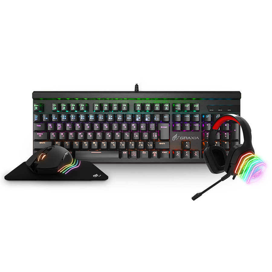 同梱可能 ゲーミングデバイスセット(キーボード、マウス、ヘッドセット、マウスパッド)GX-4IKMHP/2967 GRAXIA ケイアン拍卖