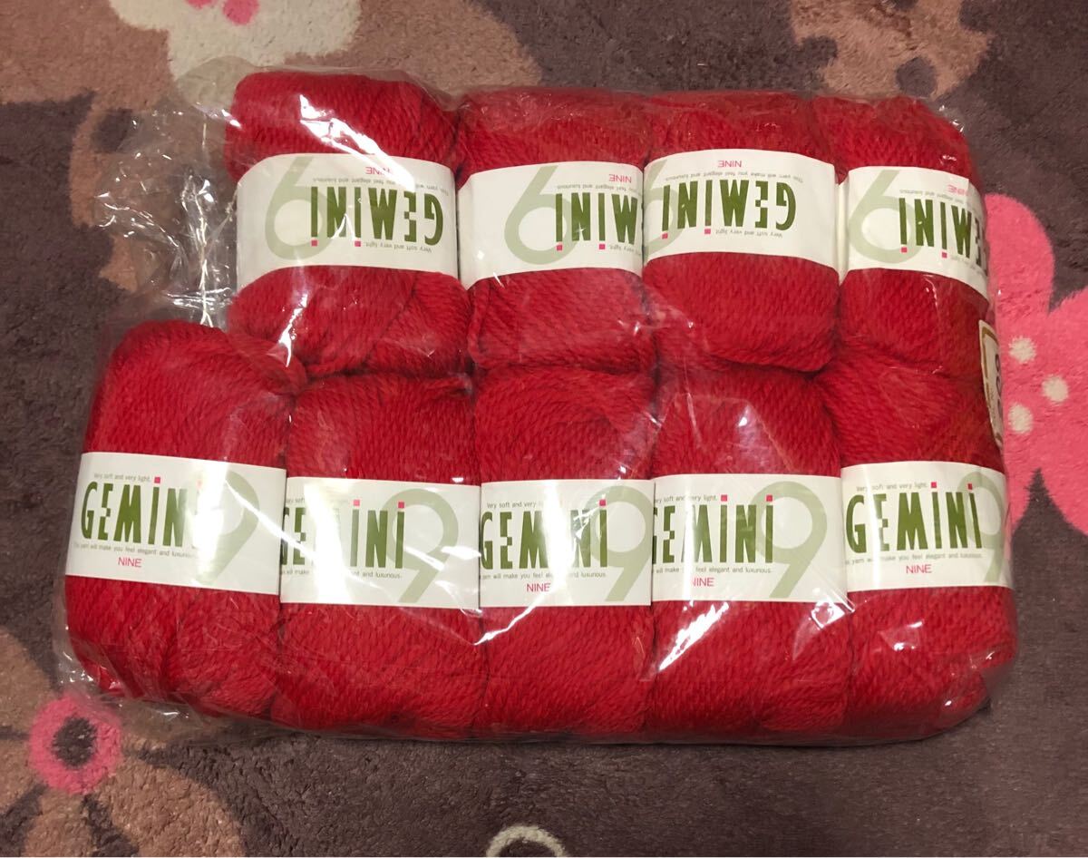 GEMINI 9 ジェミニ ナイン ニッケビクター 毛糸 赤 編み物 手芸材料 まとめ売り 未使用 毛100% 50g 80m 9玉セット 拍卖