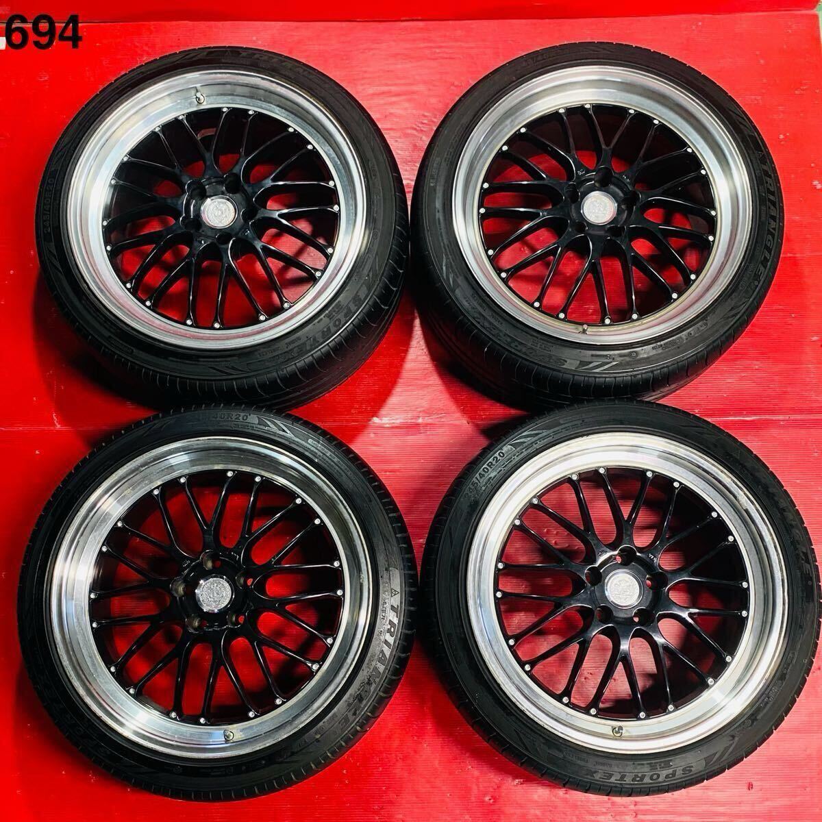 レアマイスター 20×8.5J PCD 114.3 H5 ☆ TRIANGLE SPORTEX TSH11 245/40R20 2018/2019年式 パンク修理あり 汚れあり 4本セット拍卖