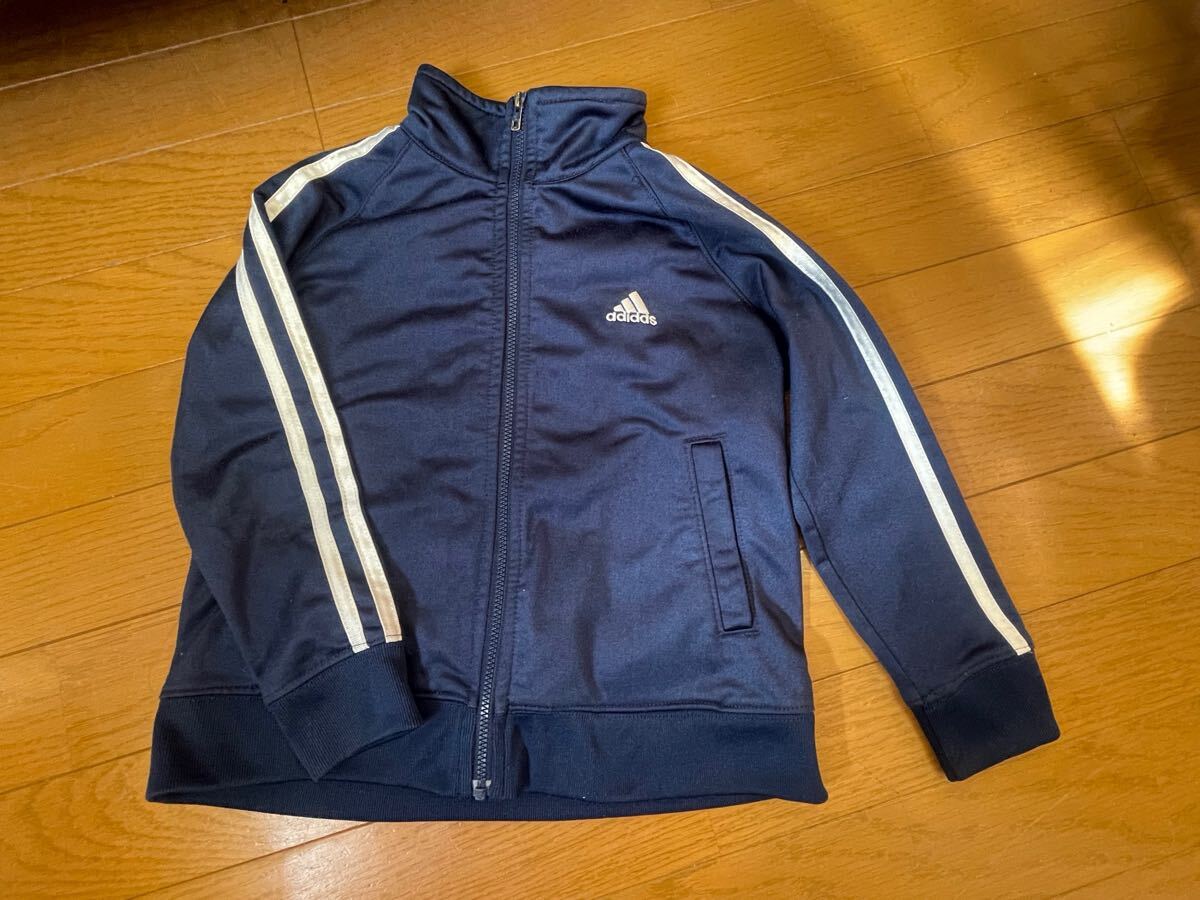 adidas アディダス ジャケット ジャージ ジップアップ ライン 子供 キッズ 4T 100cm 紺 ネイビー 白拍卖