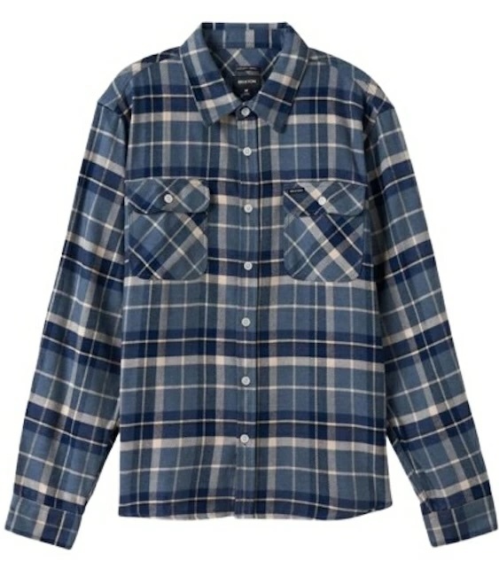 Brixton Bowery L/S Flannel Shirt Flint Blue/Twilight Blue/Beige S ネルシャツ拍卖