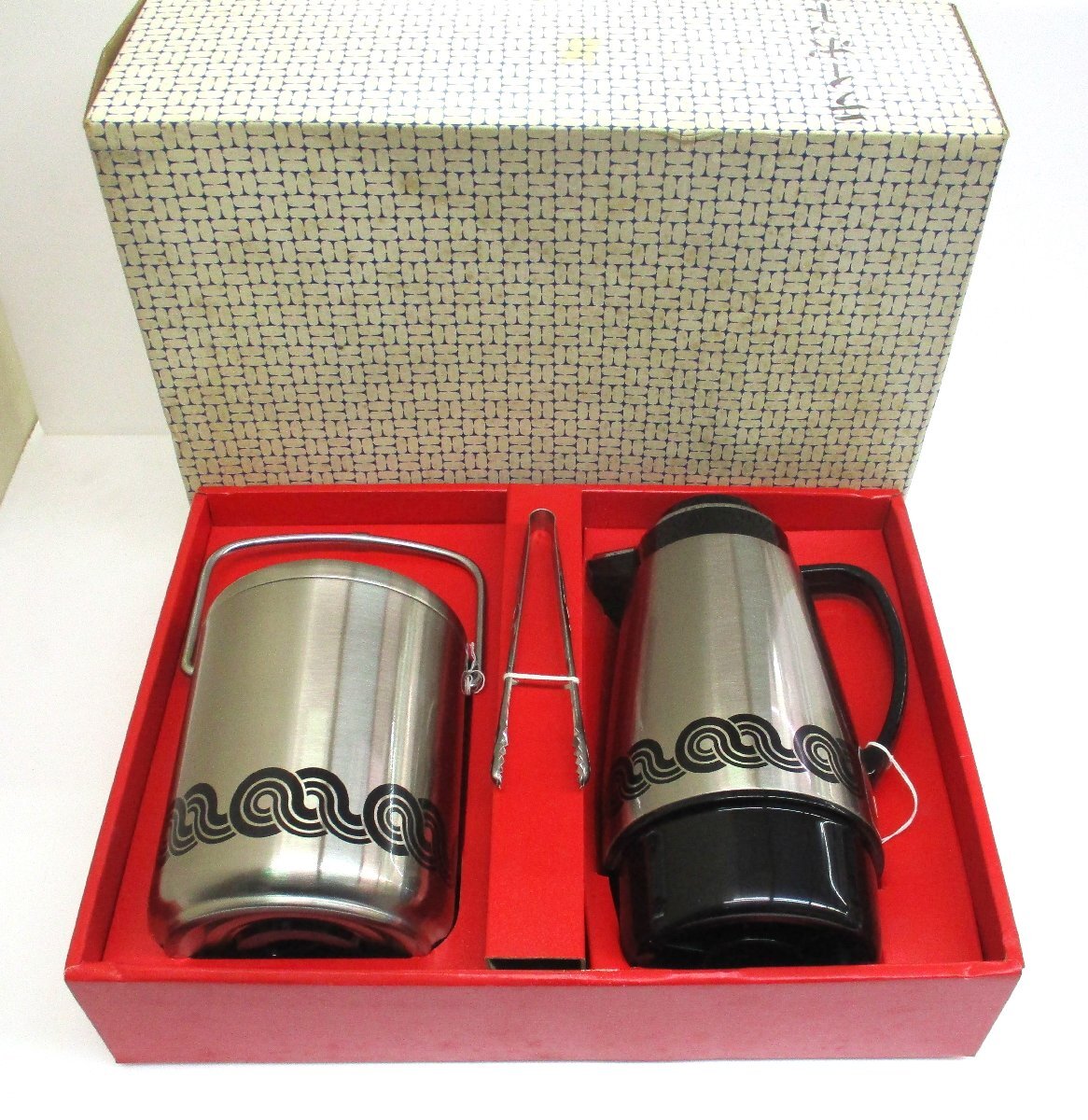 ★99309 昭和レトロ 魔法瓶 アイスペール TS-202 ポット1.0L トング アイスペール1.6L 箱付 幅16.5 × 奥行12 × 高さ26.5㎝ 未使用 長期保拍卖