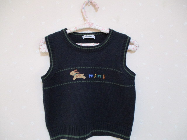 ё ファミリア ё ニットベスト ■120㎝■ 紺 50120拍卖