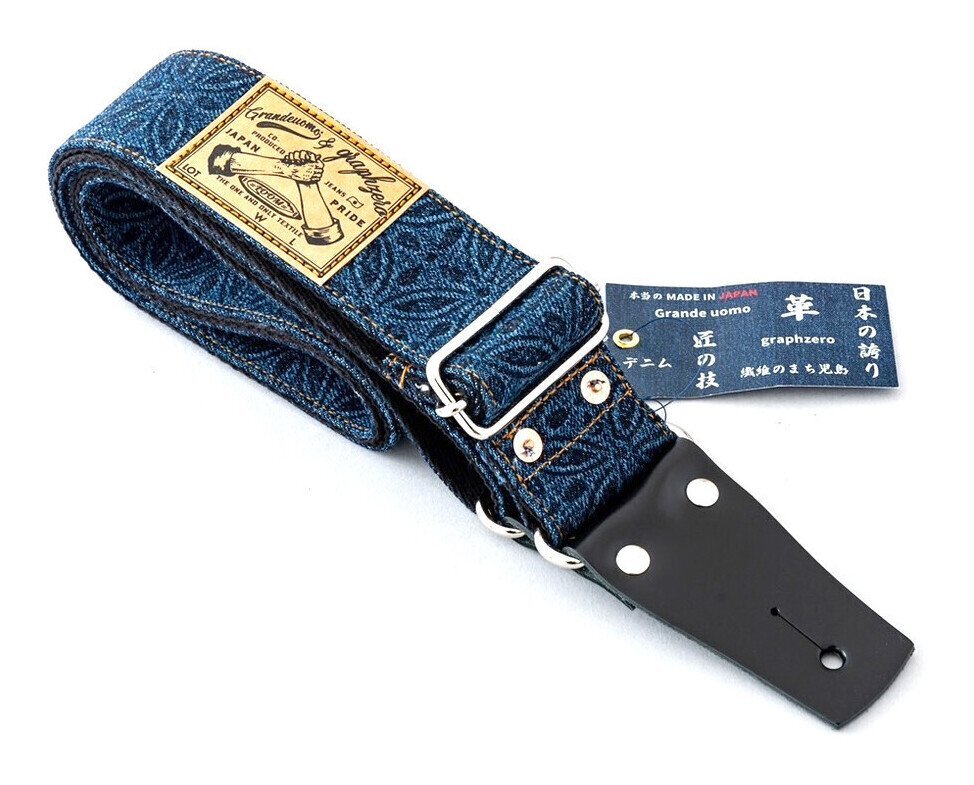 即決◆新品◆送料無料Grande uomo デニム ストラップ 花火模様 倉敷デニム使用 ギター ストラップ拍卖