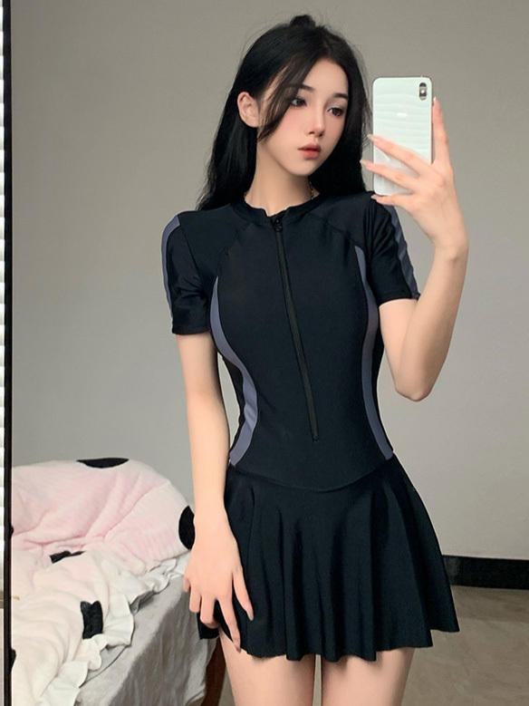 nO033BKGYL【Lサイズ】コスプレ衣装 半袖 ハイレクレオタード ワンピースタイプ ボディスーツ スイムウェア 水着 競泳 レースクイーン拍卖