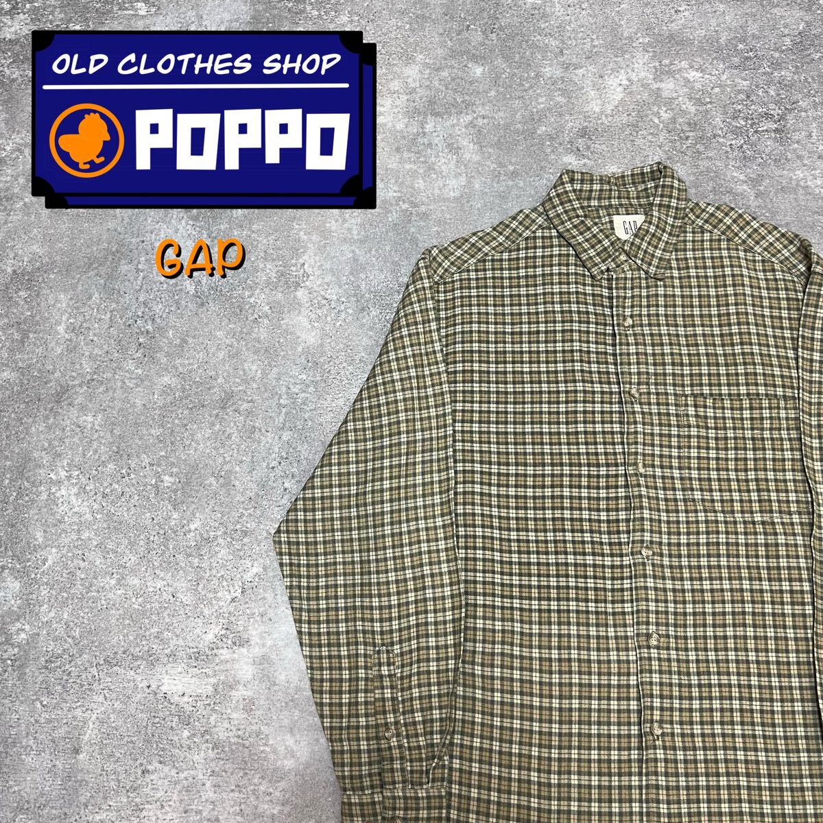 オールドギャップOLD GAP リネンレーヨンチェックシャツ 90s〜 長袖シャツ拍卖