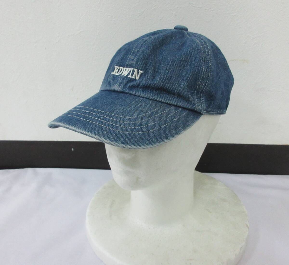( い-B3-8008 )EDWIN エドウィン キャップ 帽子 デニム 子供 キッズ 頭囲54cm 調節可能 中古拍卖