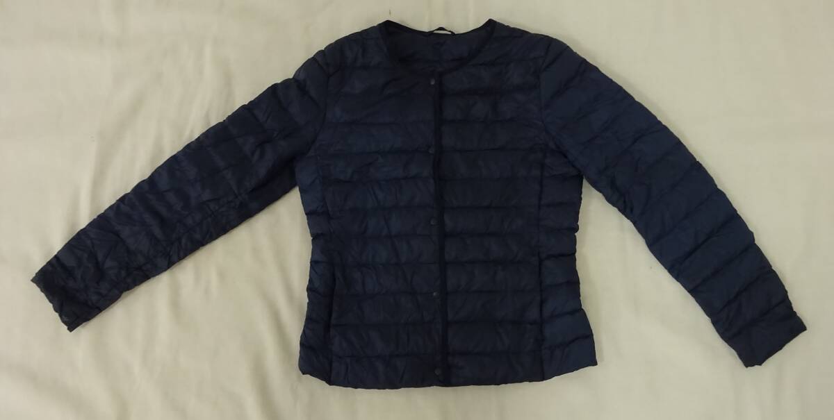 (す-P3-8017)UNIQLO ユニクロ ダウンジャケット キッズ 子ども アウター 上着 秋冬物 ネイビー 紺色 中古拍卖