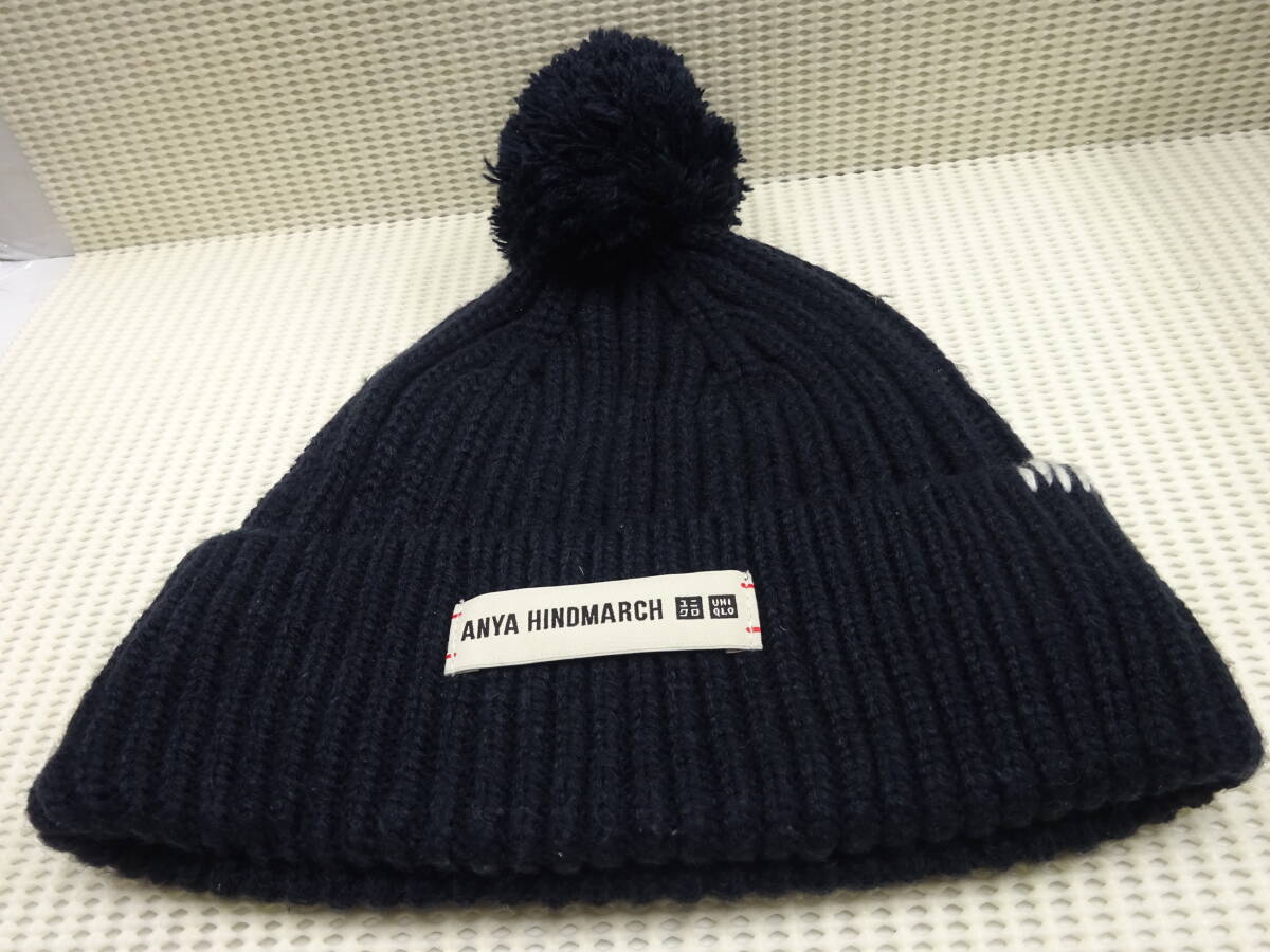(す-W-8019) ユニクロ UNIQLO KIDS ニット帽 AMYA HINOMARCH 01-16-3F016A 濃紺 中国製 中古拍卖