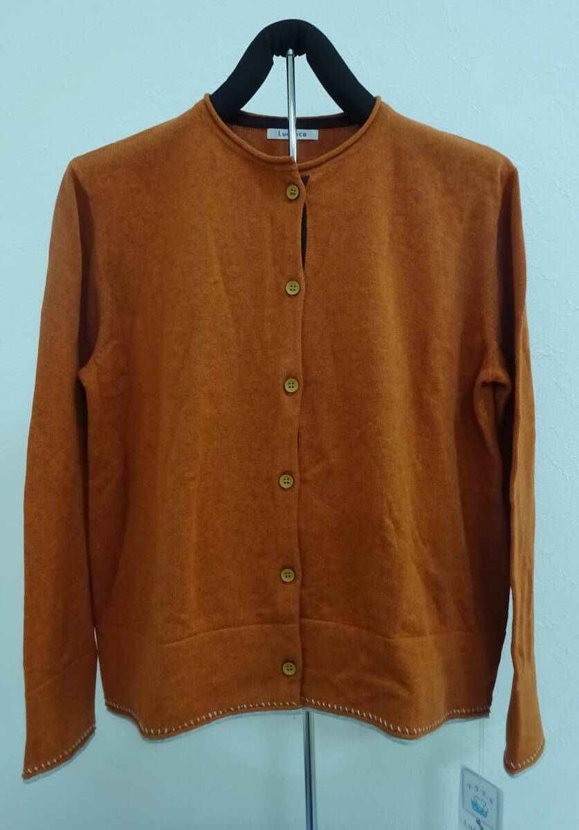 (す-P1-8009) ルクルカ Lucruca カーディガン 薄手 綿100% サイズ38 オレンジ系 上着 レディース かわいい 婦人服 長期倉庫保管品拍卖
