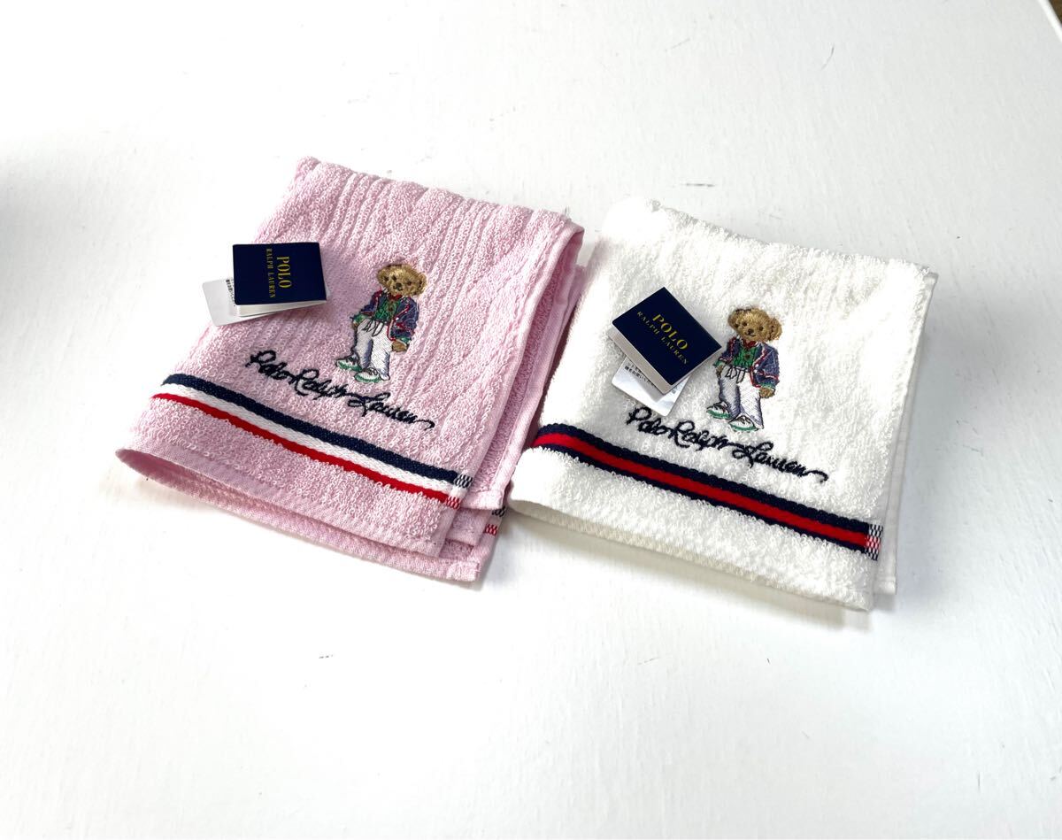 A 新品 ラルフローレン タオルハンカチ 2枚 ポロベア 刺繍拍卖