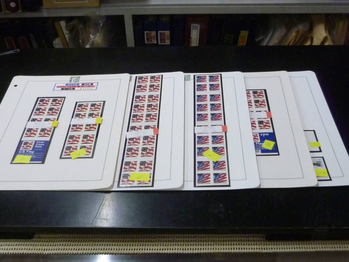 25F M №42 アメリカ切手 普通 2000年シリーズ 切手帳 シール式 計5リーフ 未使用NH・VF 【額面 概算 $61,1】 ※説明欄必読  拍卖