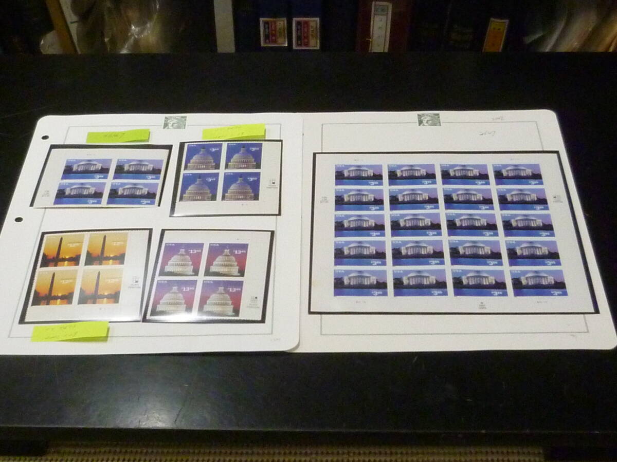 25F M №55 アメリカ切手 普通 2000年シリーズ 大型高額 コーナー付田型+20面シート シール式 計2リーフ 未使用・VF 【額面 $210】拍卖