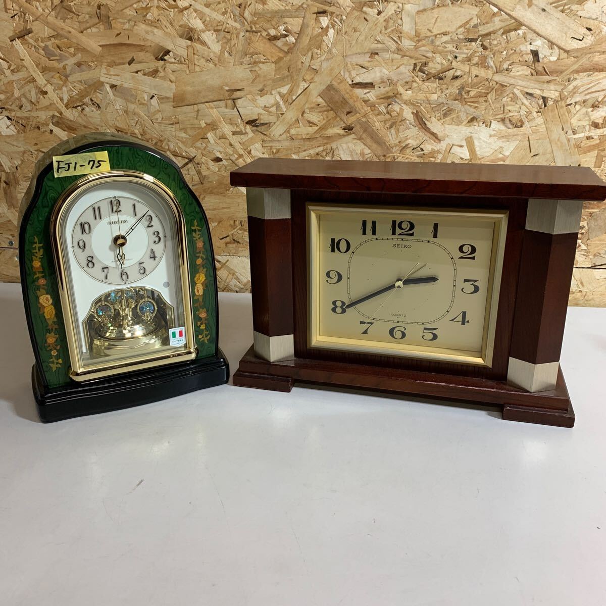 セイコー SEIKO 置時計 アンティーク RHYTHM 2個セット まとめ売り アナログ時計 【動作未確認】FJ1-75拍卖