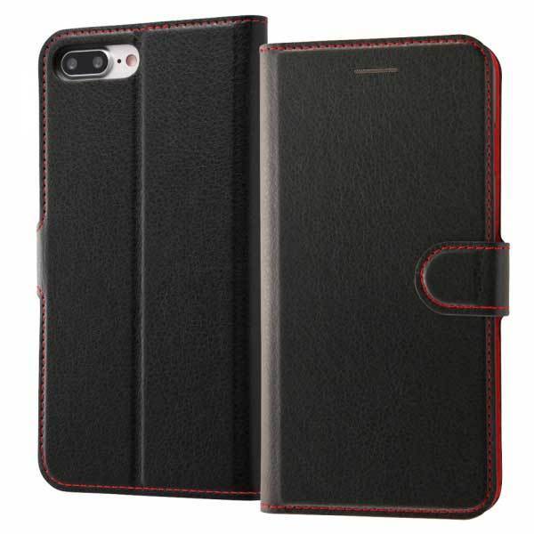 iPhone 8Plus 手帳型ケース ブラックレッド カバー シンプル マグネット スタンド カードポケット イングレム RT-P15ELC1-BR拍卖