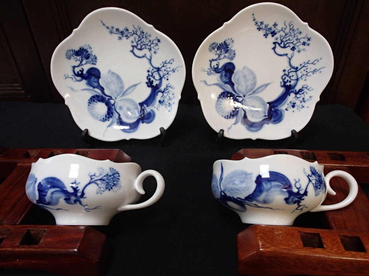 マイセン【ブルーオーキッド】⑤【ティーカップ&ソーサーペアーセット】未使用・箱なし・美品拍卖