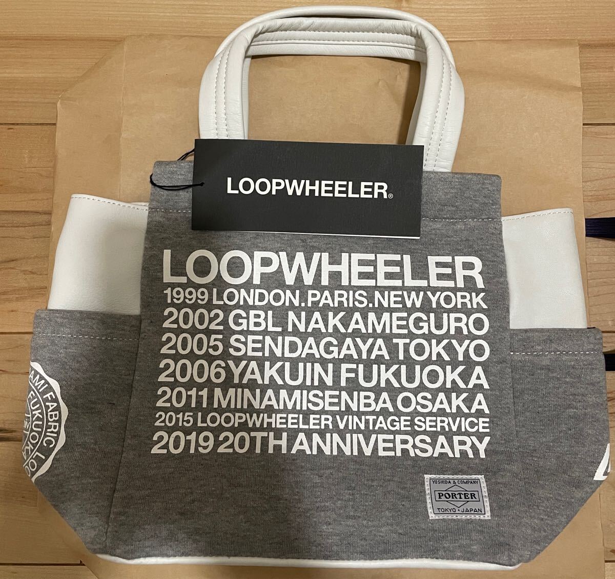 新品 LOOPWHEELER PORTER謹製 20周年記念小トートバッグ グレー ループウィラー ポーター拍卖
