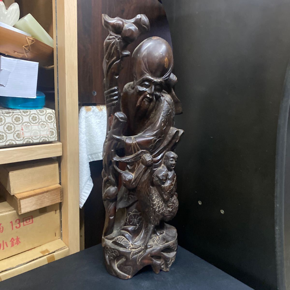 S 昭和レトロ 骨董品 木彫り 老人 アンティーク インテリア 置物拍卖