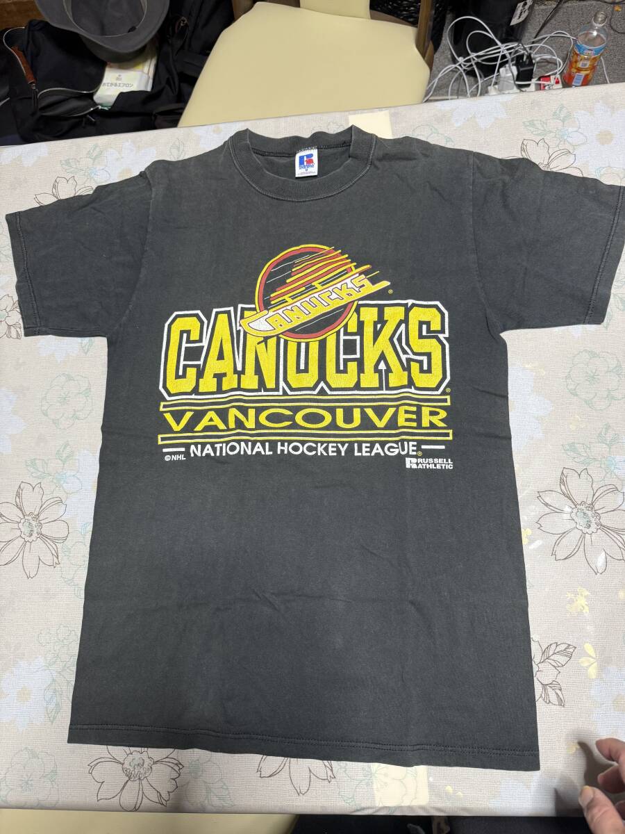 90s 古着 Russell Athletic ラッセル スウェット USA製 【NHL CANUCKS】USA古着 Tシャツ拍卖