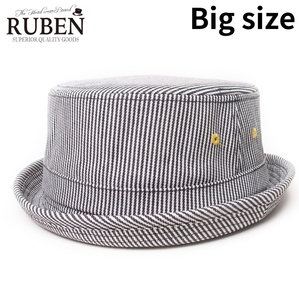 新品 RUBEN ヒッコリーデニム ポークパイハット BIG SIZE拍卖