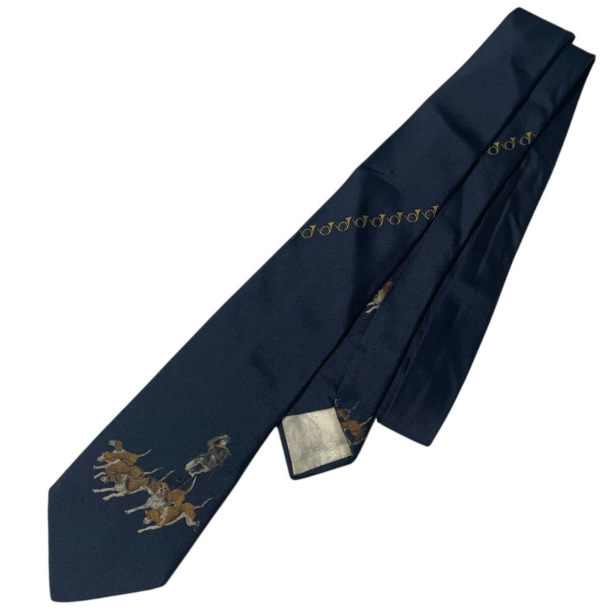 Dominique France ドミニックフランス シルク ネクタイ 刺繍 犬 クラウン 三冠拍卖