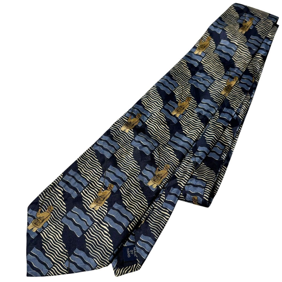 希少柄 RALPH LAUREN ラルフローレン シルク ネクタイ 釣り人 総柄拍卖