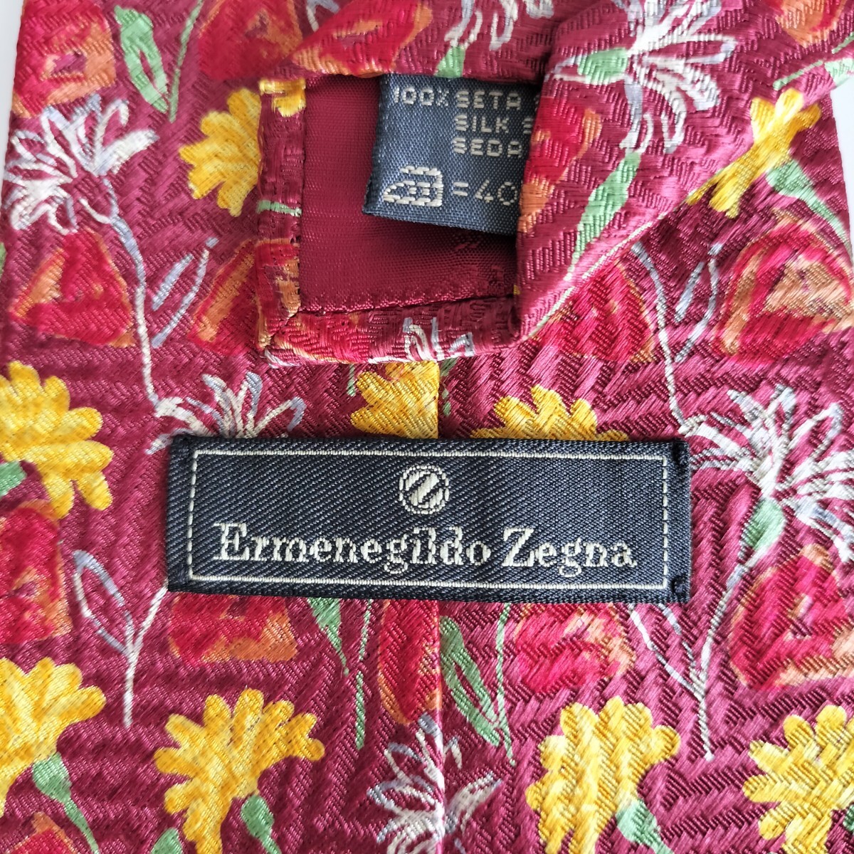 エルメネジルドゼニア(Ermenegildo Zegna)赤黄色花咲くネクタイ拍卖