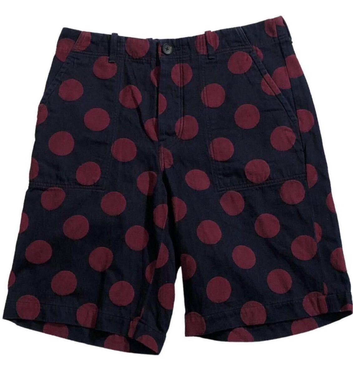 ■ RED EAR Paul Smith レッドイヤー ポールスミス ■ ドット デザイン コットン ハーフパンツ ネイビー×レッド XXL拍卖