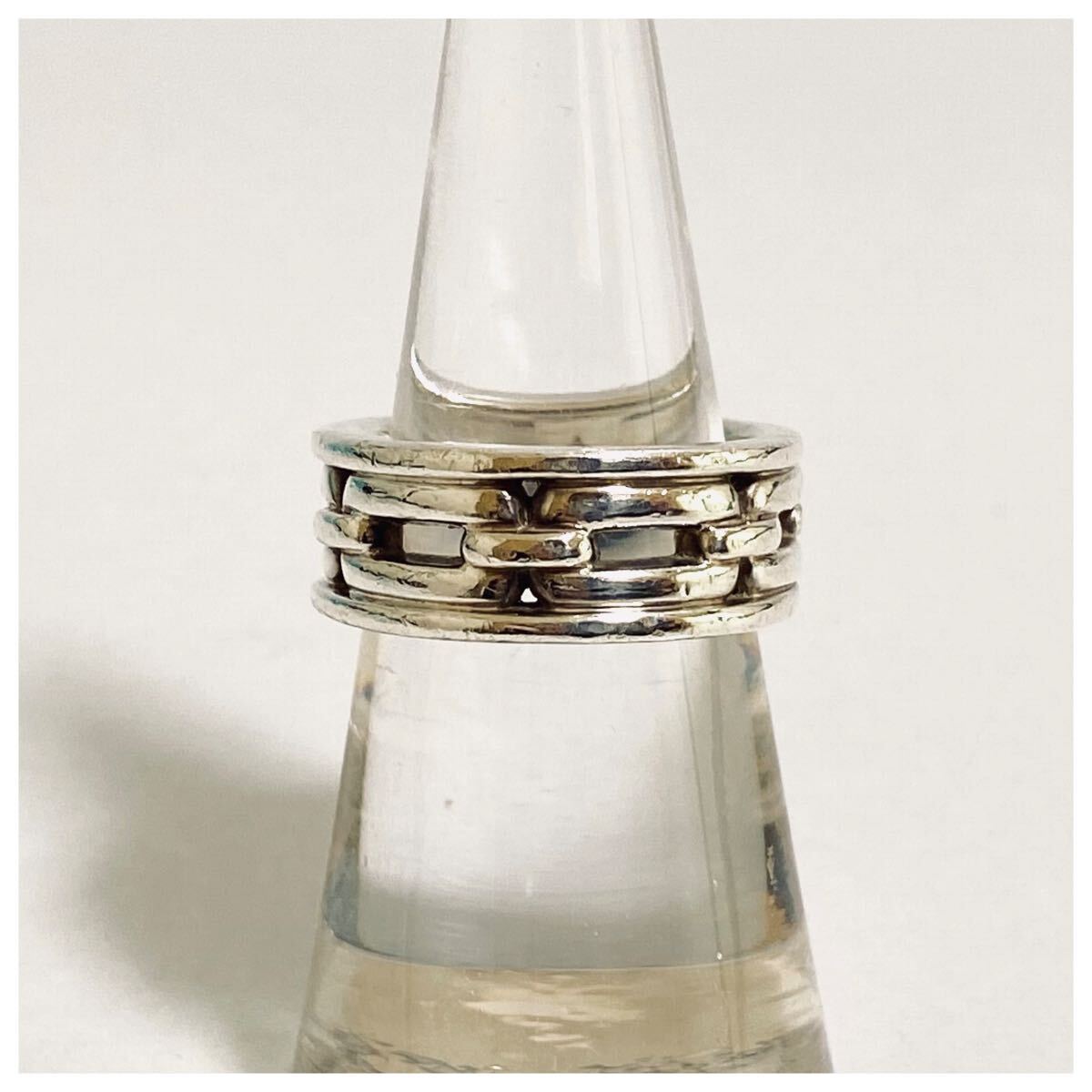 シルバー925 sterling スターリング チェーンデザイン リング 指輪拍卖