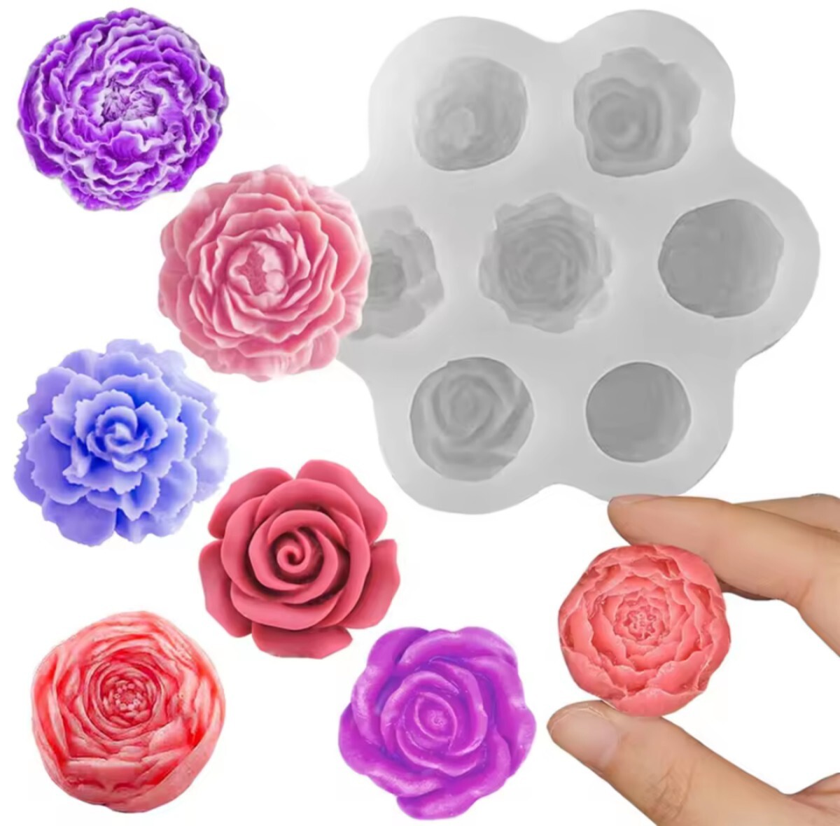 ⑫7種 薔薇 シリコンモールド シリコン型 キャンドル キャンドルモールド アロマストーン 石膏型 バラ ばら 花 型 立体 道具拍卖