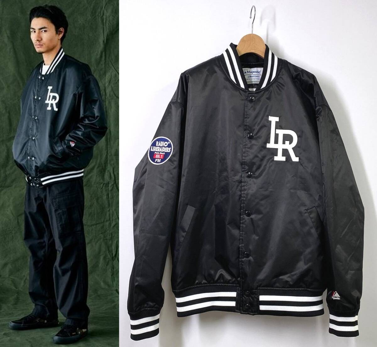 【美品】Liberaiders × Majestic ビッグシルエット スタジャン L ブラック 黒 ジャケット リベレイダース マジェスティック HB4102拍卖