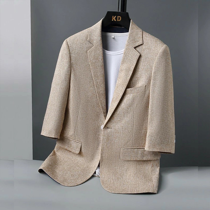 ジャケット スリムジャケット 七分袖 テーラードジャケット メンズブレザー ビジネスジャケット Zwc2182 M ベージュ拍卖