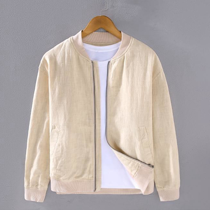 メンズジャケット リネン サマージャケット 野球服 ショート丈 薄手 サマーカーディンガン 男性 アウター Zwc2463 M ベージュ拍卖
