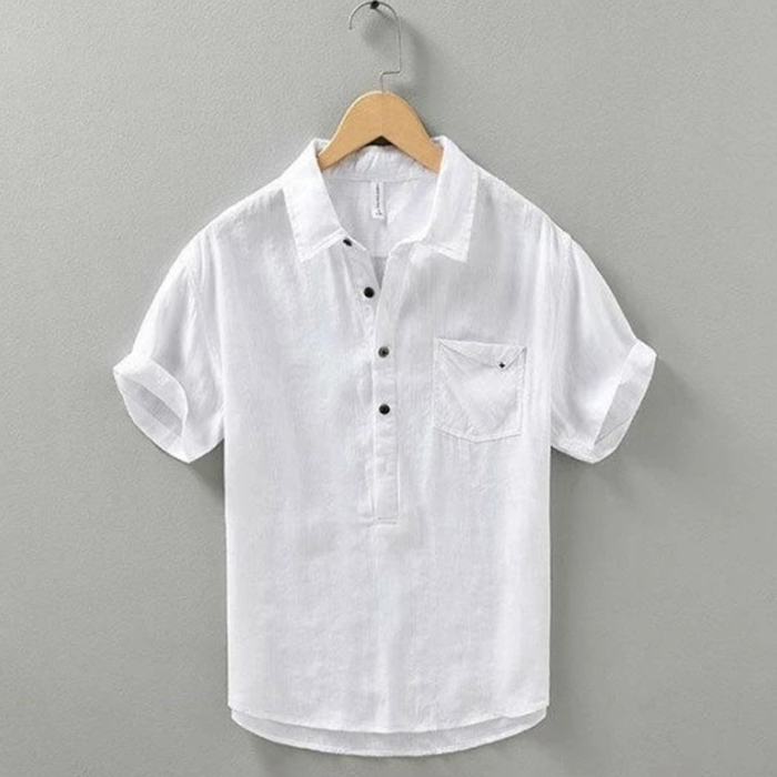 半袖シャツ リネンシャツ メンズ ゆったり風 綿麻シャツ ストライプ柄 カジュアルシャツ Zwc2490 2XL ホワイト拍卖