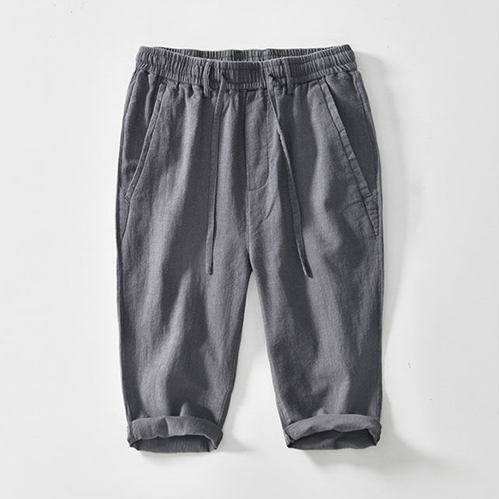 リネンパンツ メンズ 綿麻パンツ カジュアル 短パン 半ズボン シンプル 夏ファッション リネンショートパンツ Zty-5580 グレー 2XL拍卖