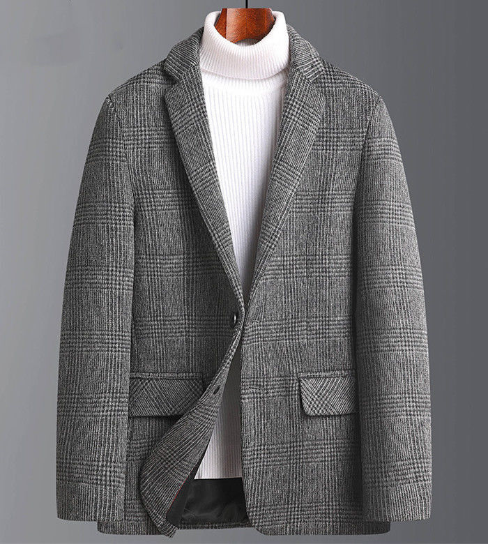 チェスタージャケット ウール混 メンズジャケット テーラードジャケット ショートコート 冬 アウター Zwc1399 5XL/200 グレー拍卖