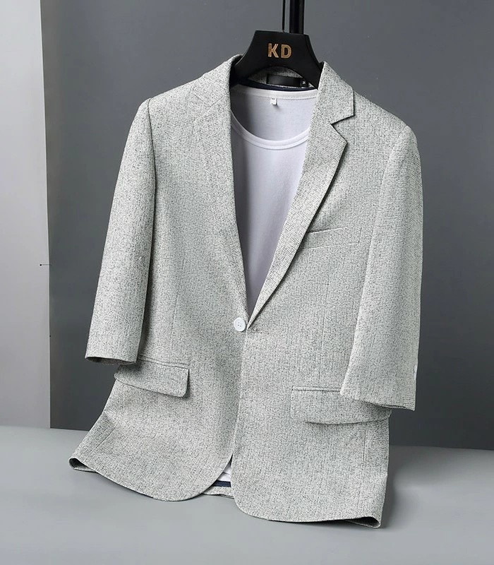 ジャケット スリムジャケット 七分袖 テーラードジャケット メンズブレザー ビジネスジャケット Zwc2182 M ライトグレー拍卖