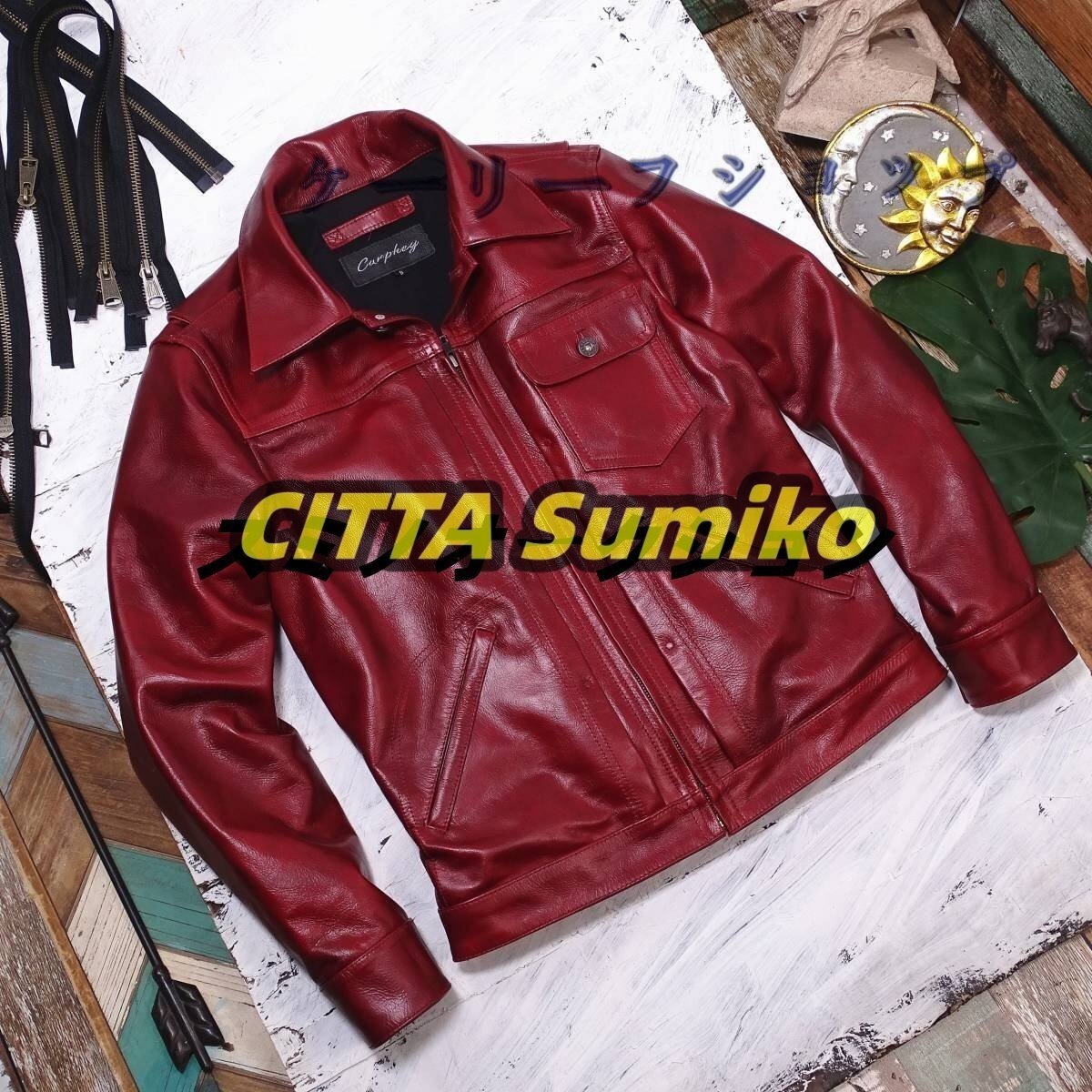 レザージャケット 牛革 カウハイド ライダース メンズファッション バイクレザー 革ジャン アメカジ ジャンパー拍卖