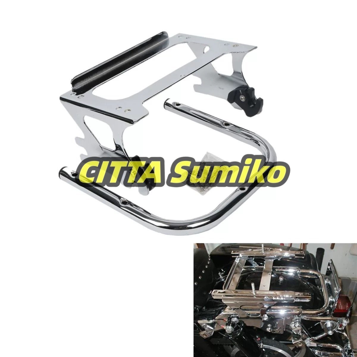 セット 97-08年 クロームデタッチャブル ツアーパックラックドッキングハードウェア キット ツーリング flhハーレー荷台ロードキング拍卖